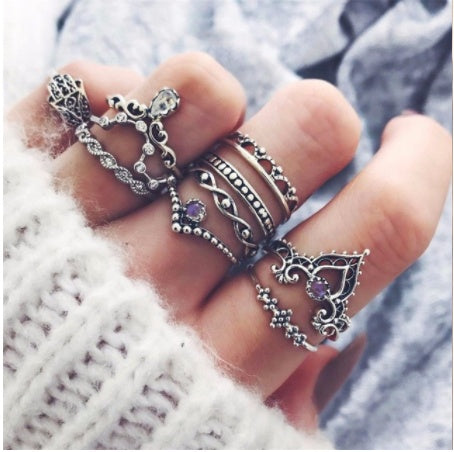 Stackable Ring Set – Gold or Silver Multi-Style Crystal Bands