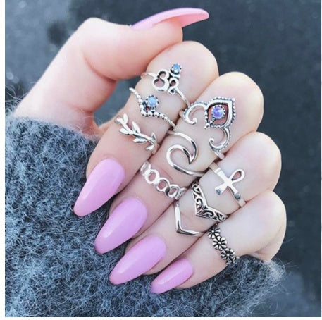 Stackable Ring Set – Gold or Silver Multi-Style Crystal Bands