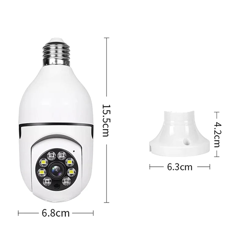 360° 1080P E27 Light Bulb Wi-Fi Camera — IR Night Vision, Motion Alerts, Two-Way Audio