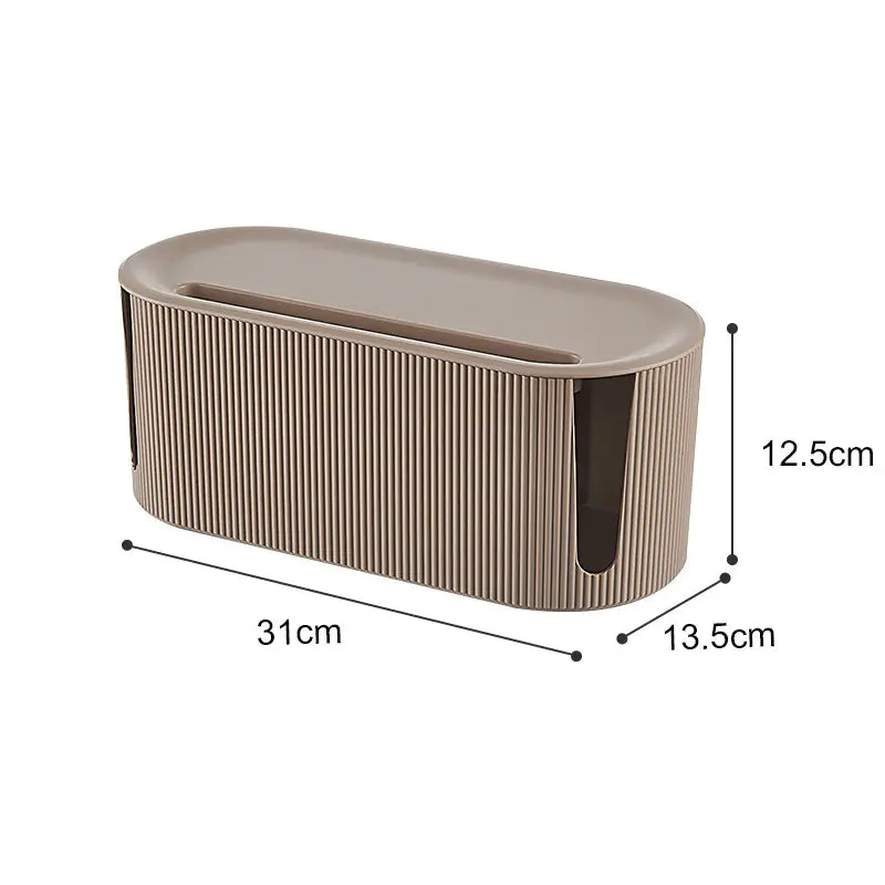 Desktop Dust-Proof Power Strip & Cable Organizer Box (12.2" × 5.3" × 4.9")