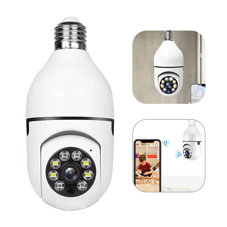 360° 1080P E27 Light Bulb Wi-Fi Camera — IR Night Vision, Motion Alerts, Two-Way Audio