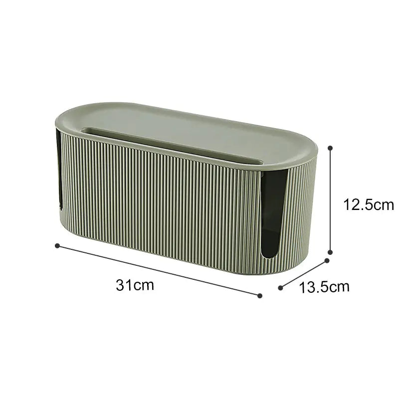 Desktop Dust-Proof Power Strip & Cable Organizer Box (12.2" × 5.3" × 4.9")